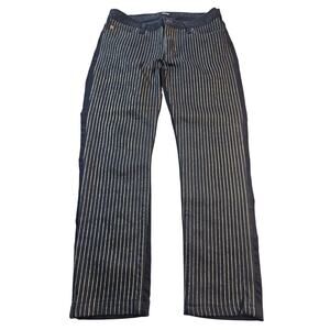 NWT Hudson Black Gold Metallic Striped Straight Ankle Jeans 25 grunge emo 90s